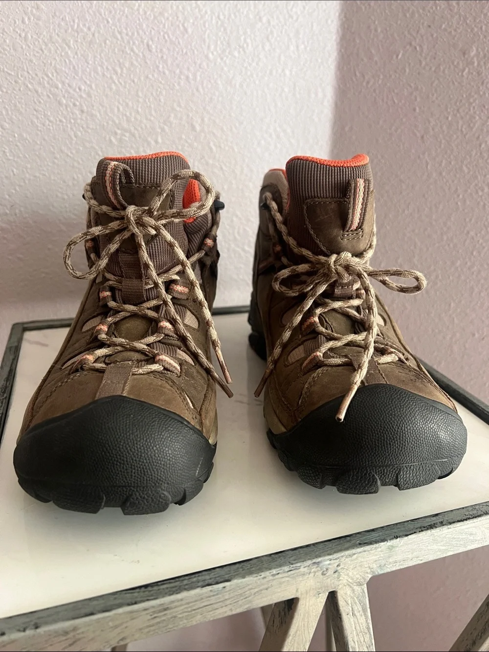 Keen Brown and Coral Trail Waterproof Boots